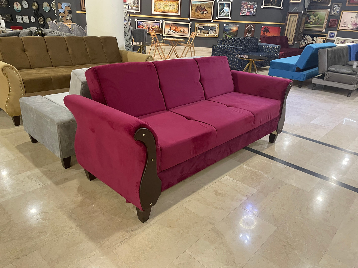 SOFA CUMBED RED T