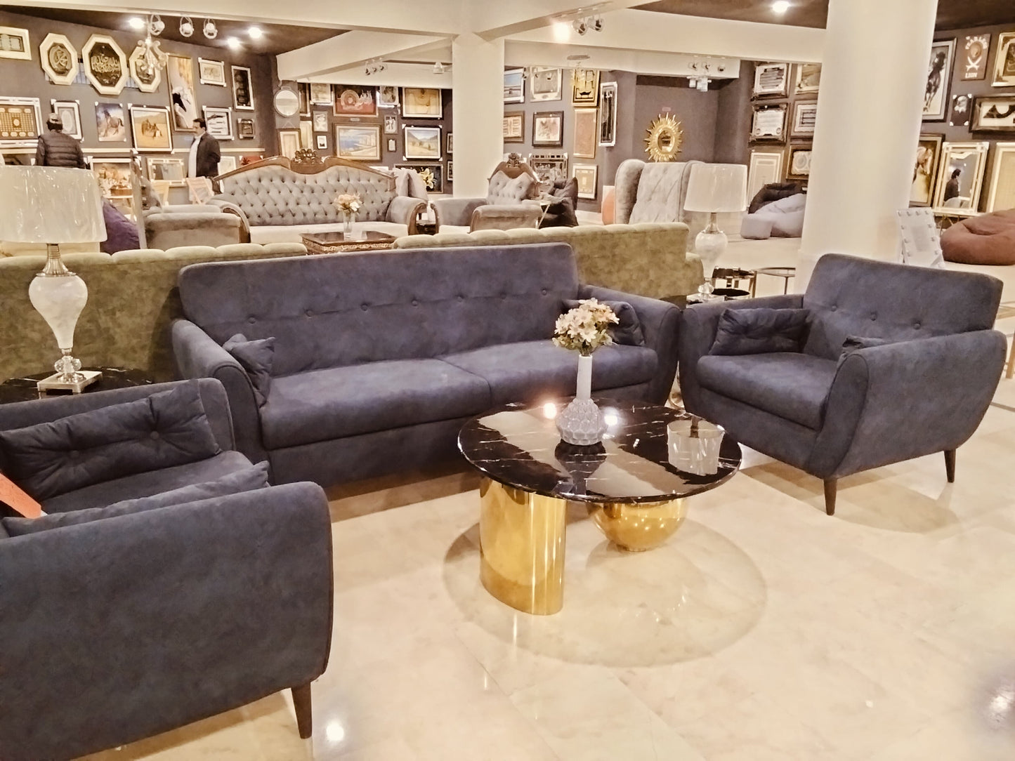 5 SEATER SOFA BLUE