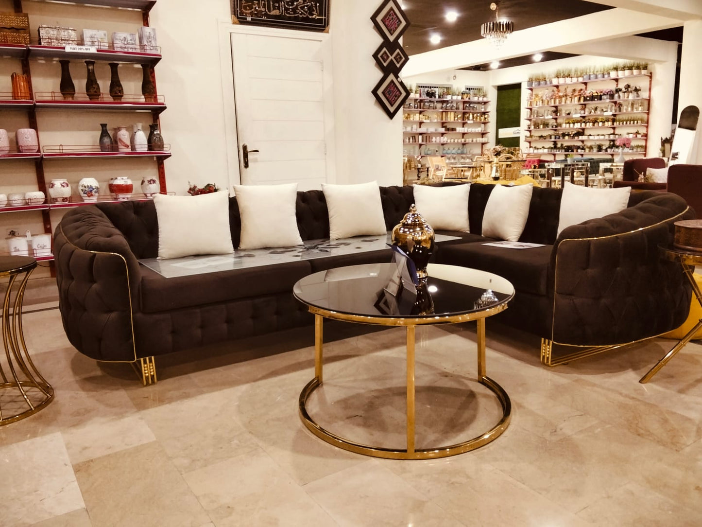 6-SEATER L-SHAPE BROWN